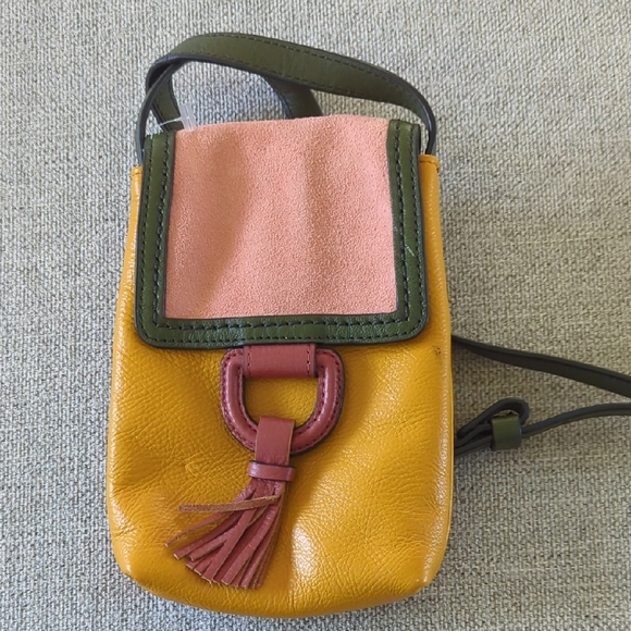 Fossil Handbags - NWT Fossil Leather Yellow and Pink Crossbody Bag